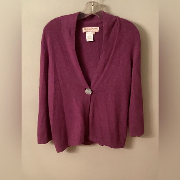NORM THOMPSON SIZE MEDIUM PURPLE LAMBSWOOL CASHMERE CARDIGAN - Picture 3 of 5